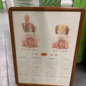 Vintage Wooden Framed Calendar with Iconic Design
